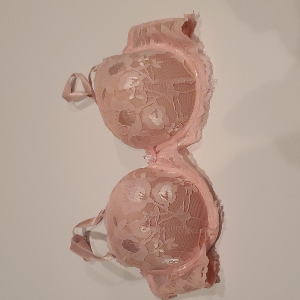 Pink lace bra
